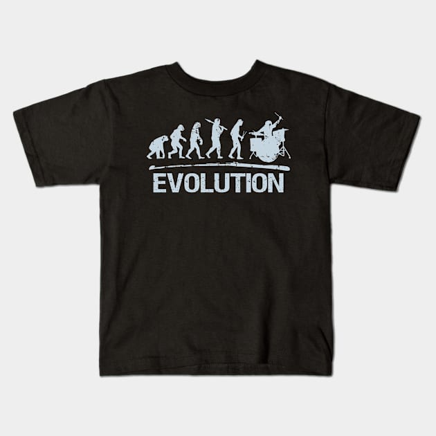 Drummers Drumming Gift Print Drum Evolution of the drummer Print Kids T-Shirt by Linco